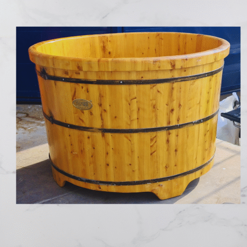 אמבט עץ עגול קוטר 1.2 מ'